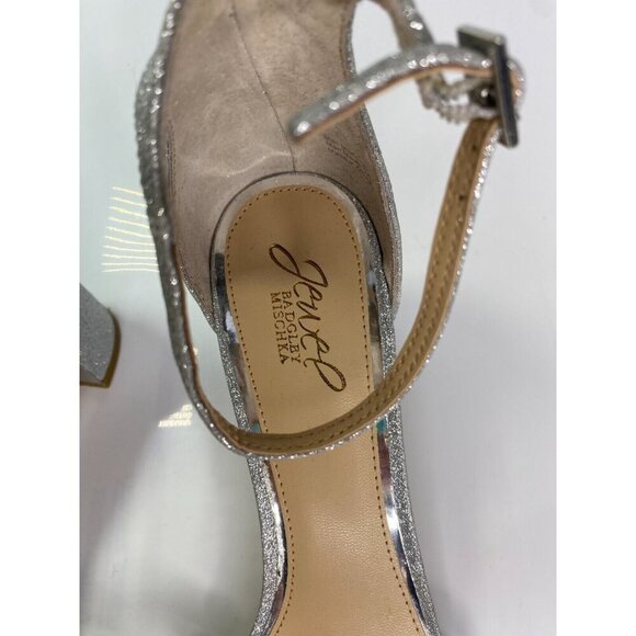 Jewel Badgley Mischka Women's Giona Embellished Evening Silver Sandal Sz 11w - Picture 3 of 9